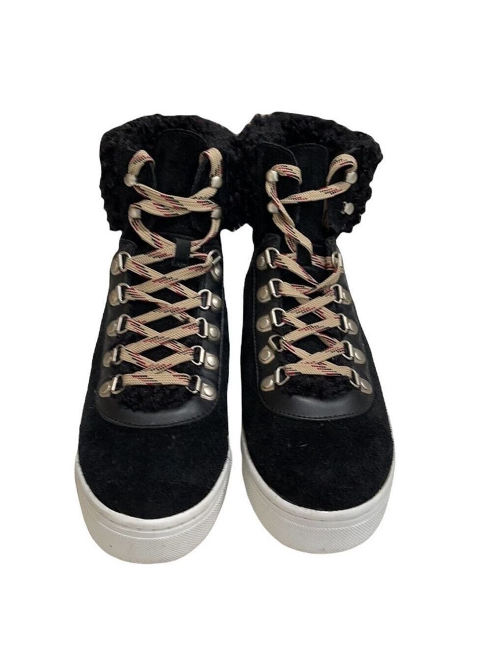 Sam Edelman Luther Suede and Faux Shearling High Top Sneaker SZ 9 Black - Picture 3 of 9